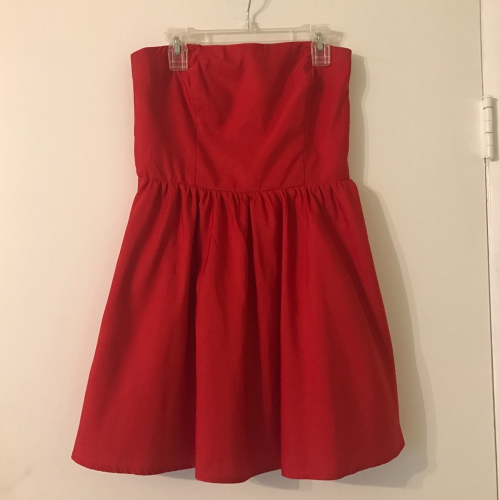 Strapless Little Red Dress with Zipper forever21